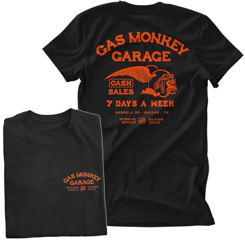 Gas Monkey Garage Offizielles Lizenzprodukt Cash Monkey Herren-T-Shirt (Schwarz), XXXXX-Large