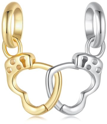 NINGAN 925 Sterling Silber Charme Herz Handschellen Anhänger Frauen Armband Perlen Charme Halskette Anhänger Geschenk Schmuck, Frau, Liebhaber Geschenk