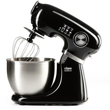 CUISINE EDITION Küchenmaschine | 5 Liter Fassungsvermögen, 1000 Watt inkl. Zubehör | Schwarz | Teigrührmaschine, Knetmaschine, Brotteigmaschine, Rührmaschine, Teigmaschine, Teigknetmaschine