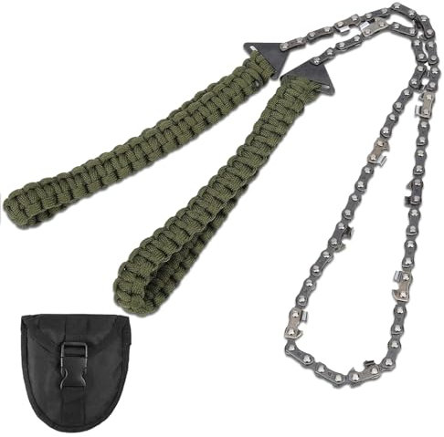 Jiavlyx Motosega Tascabile, Filo di Acciaio Sega, Sega a Catena a Mano, Outdoor Survival Saw, per Trekking Taglio Albero Sopravvivenza, Campeggio, con Borsa per Il Trasporto