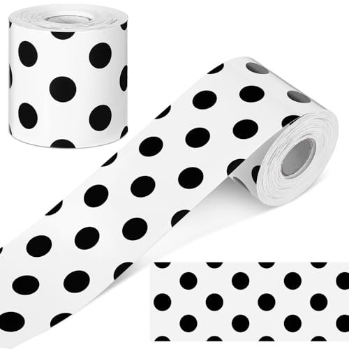 Resurhang 65 Feet White Polka Dot Bulletin Board Borders Decoration for Classroom Blackboard Rolling Whiteboard Cork Posterboard School Party Decorations Trim Straight Border