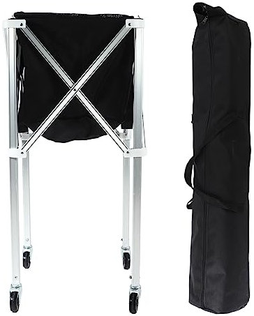 EVTSCAN Tennis Ball Hopper Basket Cart Aluminiumlegierungstrolle mit Rädern für Tennisbällchen Licht tragbar
