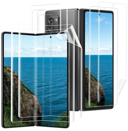 REROXE Lot de 2 + 2 films de protection d'écran en verre blindé pour Samsung Galaxy Z Fold 2 5G, HD transparent, anti-bulles, anti-traces de doigts, Samsung Z Fold 2, film de protection d'écran
