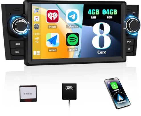 8-Core 4+64G SIXWIN Android 13 Radio Coche para Fiat Punto (2005-2009)/Linea (2007-2011) con CarPlay Android Auto Mirror Link,7 Pulgadas Pantalla Táctil con GPS WiFi Bluetooth 5.0 FM RDS 32EQ DSP