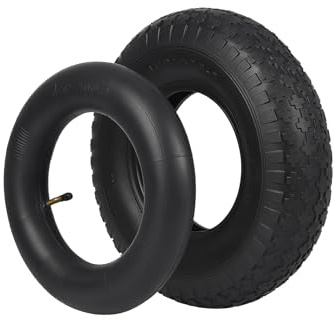 Vixzoid Pneu de brouette 4.80/4.00-8 avec kit de chambre à air, pneu de rechange 2PR, roue de brouette, pneu en caoutchouc robuste, capacité de charge de 250 kg, pneu de brouette profilé pour terrains
