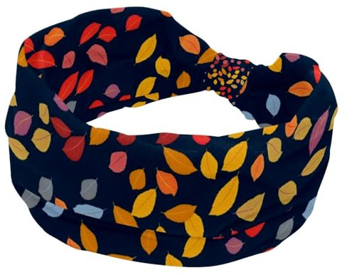 Bandeaux pour femme, bandeau large coloré rouge, jaune, feuilles d'arbre, bleu marine, bandeau élastique croisé, bandeau turban d'entraînement sportif