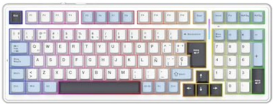 EPOMAKER x Aula F99 ISO-ES Teclado Mecánico con Cable del 96%, Blanco Azul | Distribución Española, Hot Swap, Interruptor Lubricado, Teclas PBT, RGB, Teclado Numérico, Gasket Suave, para Gaming/Oficina
