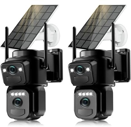 Abiso 4K Solar Security Camera Outdoor Wireless, 5GHz/2.4GHz WiFi 360° PTZ Cameras for Home Security with PIR Motion Detection, Auto Tracking, Siren, Color Night Vision, 2-Way Talk, IP66