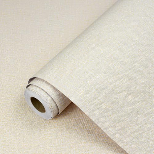 Uooar Beige Peel and Stick Wallpaper 44cm x 305cm | Textured Contact Paper Removable Self Adhesive Vinyl Wallpaper for Bedroom Living Room Kitchen Cabinets