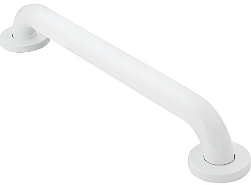 Moen R8712W Bathroom Safety 12-Inch Stainless Steel Bathroom Grab Bar with Concealed Screws, Glacier White