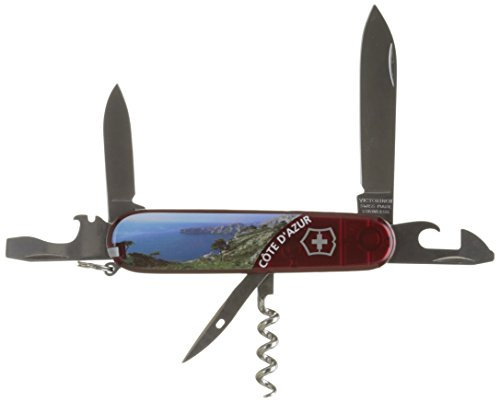 Victorinox Couteau de poche Spartan (12 fonctions, grande lame, tire-bouchon, ouvre-boîtes) motif Côte d'Azur