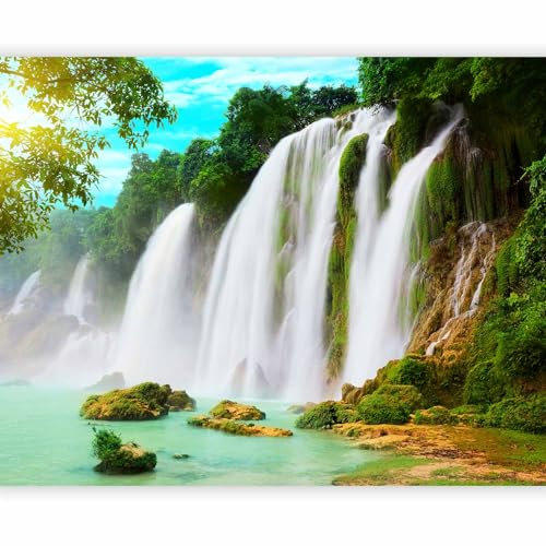 murando - Vlies Fototapete Wasserfall 400x309cm - Foto Tapete Schlafzimmer Wohnzimmer Moderne Vliestapete XXL Wandtapete Motivtapeten Bildtapete 3d Effekt Wand Dekoration - Natur Bäume grün Landschaft