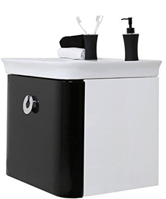Premier Housewares Adelphi Basin and Under Cabinet Set, Ceramic/MDF, Black, 48 x 60 x 93 cm