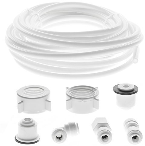 SPARES2GO Water Supply Pipe Tube + Fridge Connector Kit for LG American Style Double Fridge/Refrigerator (1/4 Pipe)