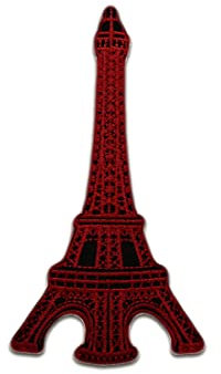 Eiffelturm Paris - Aufnäher, Bügelbild, Aufbügler, Applikationen, Patches, Flicken, Zum Aufbügeln, Größe: 10 x 5,6 cm, Farbe:rot