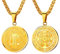 U7 Collar de oro 18k tono colgante placa redonda medalla colgante acero inoxidable 316L para hombres figura san benito de nursia santo patrón contra demonios joyería de protección para padres romana