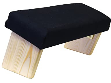Mudra Crafts Tragbarer Holz-gepolstertes Kissen, angewinkelt, Seiza, Kniend, Meditationsbank, Klapphocker schwarz
