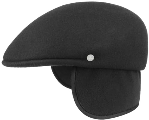 LIERYS Outdoor Flatcap mit Ohrenklappen Herren Unifarbene Schiebermütze Made in Italy Newsboy Cap wasserabweisend Herbst Winter