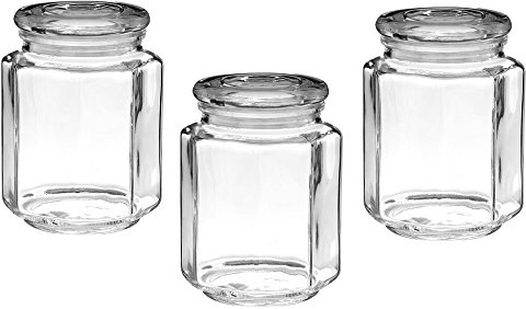 Premier Housewares Hexagonal Glass Storage Jar - 780ml/Glass Jars With Lids Coffee Jar/Used For Drinking Coffee/Tea/Beverages/Jars For Coffee