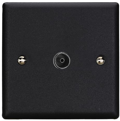 Varilight Single TV Socket Co-Axial - Urban/Vogue Matt Black With Plain Insert, XY8.MB