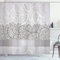 ABAKUHAUS Grau Duschvorhang, Lace Inspired Floral, Stoffliches Gewebe Badezimmerdekorationsset mit Haken, 175 x 200 cm, Grau Hellgrau Weiß