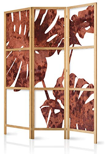 decomonkey 3 panel Room Divider - 54 x 68 / 135 x 171cm Large Leaf Monstera Flower Plant Decorative Privacy Screen for Room Separation Home Office Spa