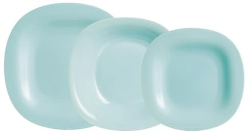 Luminarc Carine Turquesa Vajilla Opal 18 Piezas - 6 Personas Opal Apto Microondas Apto Frigorífico Reciclable
