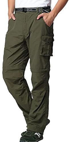 FLYGAGA Herren Outdoorhose Wanderhose Zip Off Hose Abnehmbare Hosebeine Shorts Sommer mit Gürtel Leichte Schnelltrocknend Atmungsaktiv Funktionshose Trekkinghose Klassischer Cargohose Stil