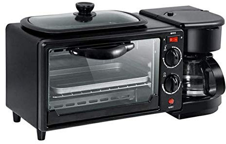 Breakfast Machine - 3 in 1 Coffee Pot Baking Frying Machine Oven, Multifunctional Sandwich Bread Machine Large-Capacity Temperature Control Can Be Timed, Black