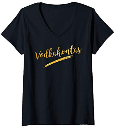 Damen Vodkahontas Design für Frauen / Damen die gern trinken T-Shirt mit V-Ausschnitt