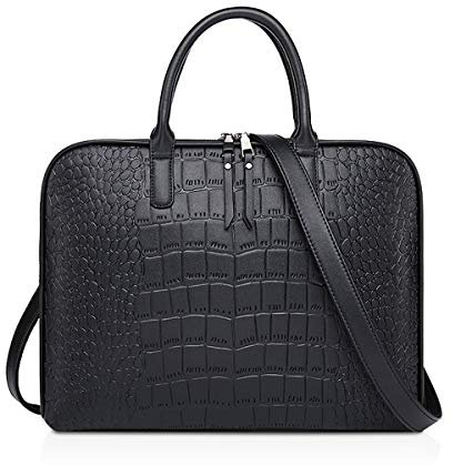 NICOLE & DORIS Sac à Bandoulière 14 Pouces Sac d'ordinateur en Cuir PU Sac à Main Business Porte-Documents Homme Sacoche d'ordinateur Portable Sac Cabas Noir