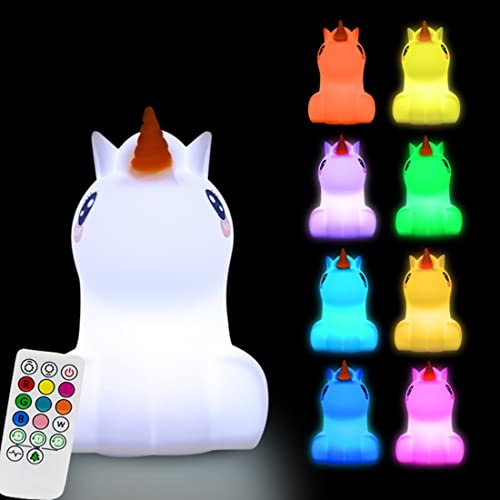 Glinrui Große Einhorn Nachtlicht für Kinder Schlafzimmer Licht Begleitendes Schlafnachtlicht, Farbwechsel Tischlampe, Baby-Kinderzimmerlampe LED Stimmungslicht Nachttisch Zimmerdekoration - Groß