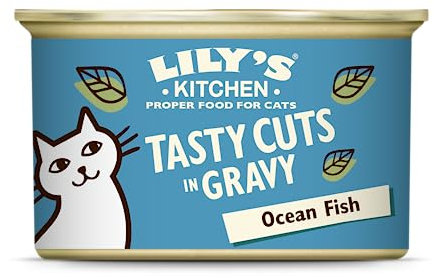 Lily’s Kitchen Nass Katzenfutter Fisch Tasty Cuts - 24er Pack (24 x 85g) Leckere Stückchen mit Fisch in Soße für Katzen