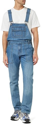 Enzo Men's EZD390 VEN Denim Dungarees Overalls, Light Stonewash_B, 34