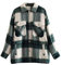 YMING Femme Décontracté Veste à Carreaux Manteau Tunique Avec Poches Poitrine Chemise Blouse à Manches Longues Chemise Courte Blouse Vert foncé XL