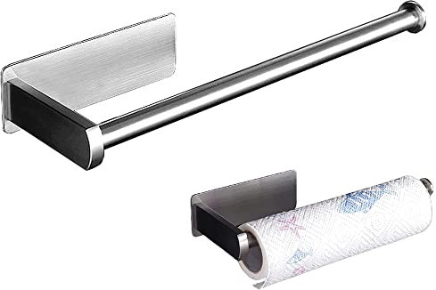 32cm Porte Papier Toilette Auto-adhésif de sans Forage Support de Papier Mural Titulaire de Papier,Porte Rouleau Papier WC en Acier INOX Derouleur Papier WC pour Armoires Cuisine ou Murs Salle Bain