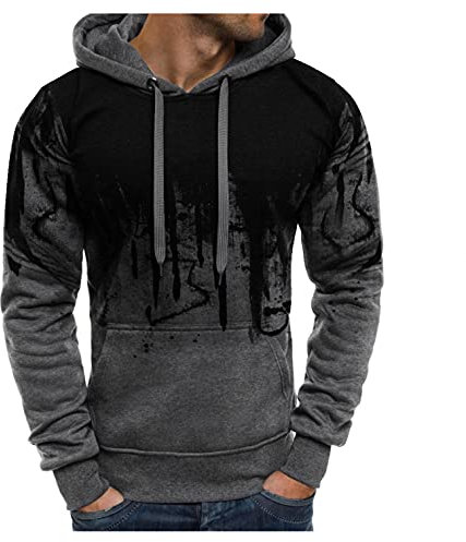 RYTEJFES Herren Hoodie Pullover mit Kapuze Kapuzenpullover für Männer Pulli Langarm Sweatshirt Beiläufig Lose Kapuzenpulli mit Känguru-Tasche Herbst Winter Sweatjacke