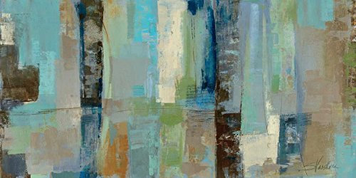 Bild auf gerollter Leinwand, Dachfenster Vassileva Silvia – abstrakter horizontaler Kunstdruck, abstraktes zeitgenössisches modernes Muster, Leinwand, Kunstdruck, 35_X_70_in