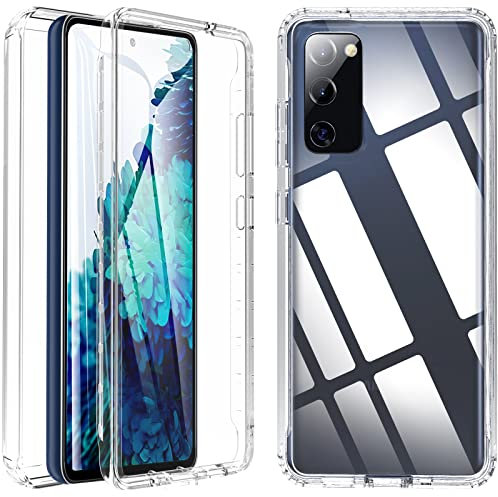 Für Samsung Galaxy S20 FE Hülle, Handyhülle Samsung S20 FE, 360 Grad Rundumschutz Stoßfest Hülle TPU Robust Bumper Case Mit Eingebautem Displayschutz, Kratzfeste Schutzhülle Outdoor Cover, Transparent