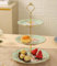 CHANJOON 3-Etagen-Keramik Vintage Kuchen Stand mit schönen klassischen Rose Muster, Lebensmittel Rack für die Anzeige von Kuchen-Platte (green)