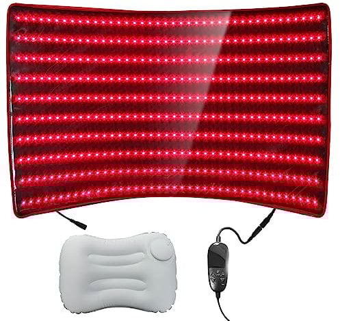 Bestqool Rotlicht-Therapiematte – Nahinfrarotlicht 660nm & 850nm, Triple-Chip, 10Hz & 40Hz Pulsmodi, 5 Intensitäten, Ganzkörper-Infrarottherapie, Große Größe 96,9 x 61 cm, 70W