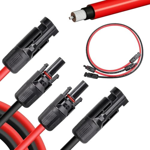 Coomoors Cavo Solare di Prolunga 6 mm², 2 x 5 m (5 m Rosso+5 m Nero), Cavo Fotovoltaico,Cavo di Collegamento Professionale, Cavi di Collegamento Solari per Pannelli Solari IP68 Spina Impermeabile