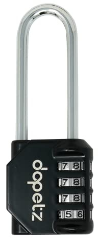 Dapetz ® 4 Digit Combination Padlock Long Shackle Zinc Alloy Body Resettable Anti Rust and Weatherproof Lock 69x20mm for School, Gym Locker, Outdoor, Fence, Gate, Hasp Storage Black