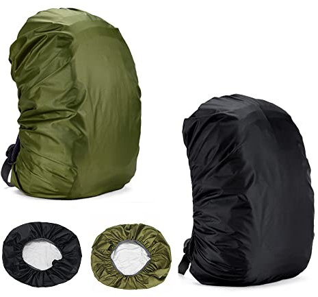 Wanfoou 2 Pack Waterproof Rain Cover for Backpack, Waterproof Backpack Cover 45-50L Adjustable Bag Rain Cover for Camping, Hiking,Hunting, Traveling, Biking and More
