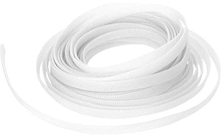 MOCNT PET Expandable Braided Sleeving Wire Braided Sleeve Cable Management Flexible Insulated Sheath Sleeve Loom Tubing Cable Tidy Protection Wrap Cover White 4mm 5Meters