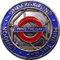 Kühlschrankmagnet, Motiv: Londoner U-Bahn, Münze, 4 Stile Underground, Mind the Gap, London und Zug (Mind the Gap)