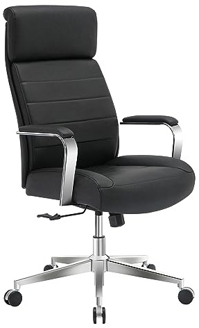Realspace® Modern Comfort Modee Vegan Leather High-Back Executive Office Chair, Black/Chrome, BIFMA Compliant