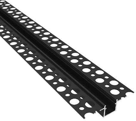 DesignLight Profile aus Gipskarton für LED-Beleuchtung, Stangen 2 m + Abdeckung Dauerlicht (flach – flach, schwarz)