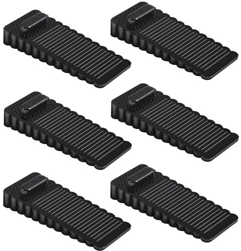 Vinabo Arrêts de Portes, 6 Pièces Cale Porte de PVC, Cale Porte Sol Réglable en Hauteur et Empilée pour être Utilisée, Bloque Porte Sol pour Portes et Sols Constitués de Divers Matériaux-Noir