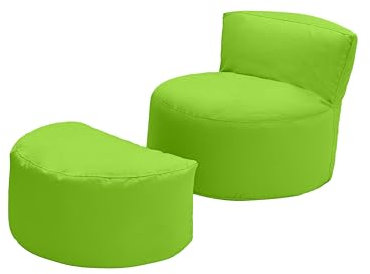 Loft 25 Kinder Sitzsack mit Fußhocker, Sitzsack Kinder mit füllung, Sitzsack-Sessel Flauschig für Kinder, Kinderzimmer, Bean Bag Kinder, Bodenkissen Kindersitzsack,Kinder Sessel (Limette)